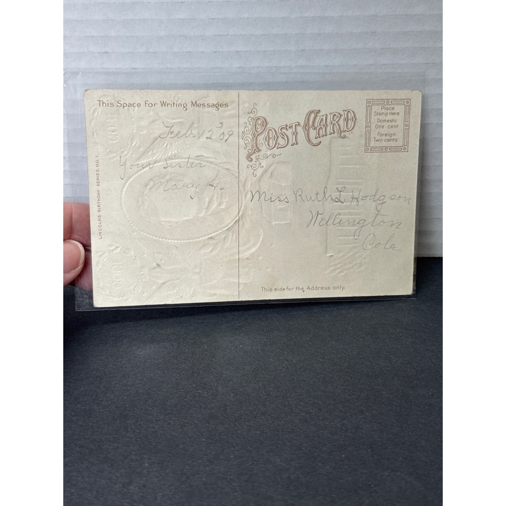 1909 Abraham Lincoln Centennial Souvenir Postcard E Nash Embossed 1809-1909 - Picture 2 of 2